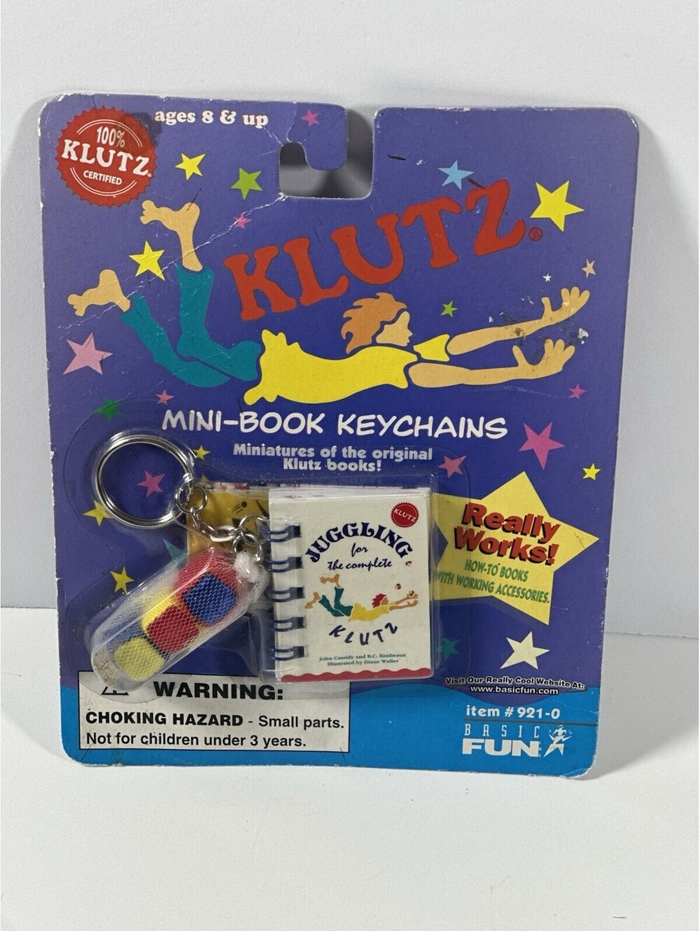 Vintage 1998 Basic Fun Klutz Mini Book Keychain Kids Juggling Book Miniature New
